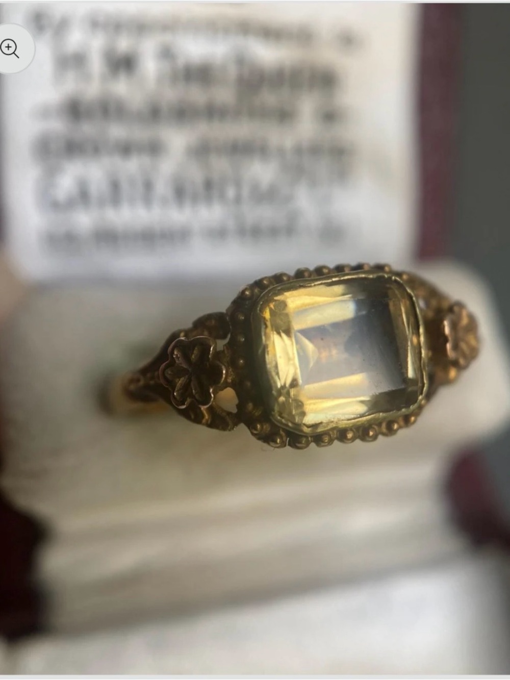 Antique Georgian Foiled Citrine Ring 18k Yellow Gold Size 9